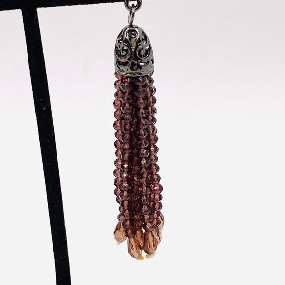 Charming Charlie Earrings Dark Purple Tassels New - Picture 7 of 7